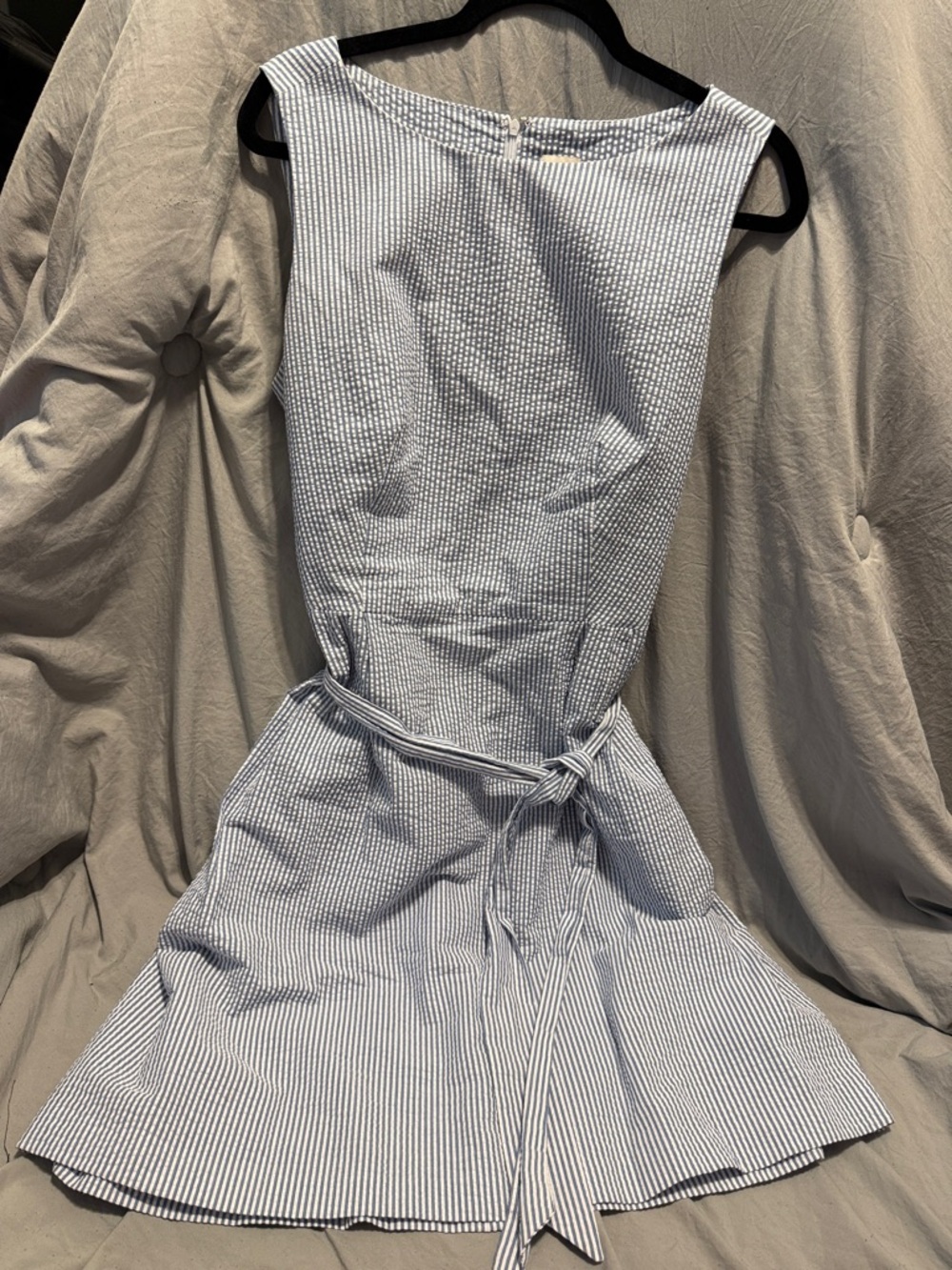 Anne Klein Classic Blue and White Striped Fit-and-Flare Dress